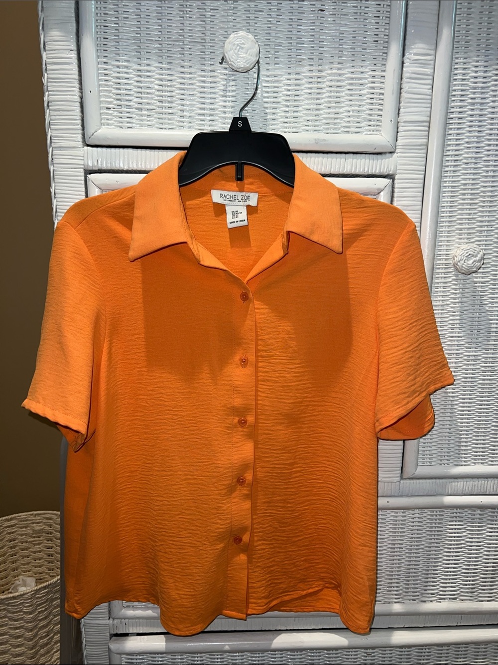 Rachel Zoe Orange Short-Sleeve Button-Front Blouse